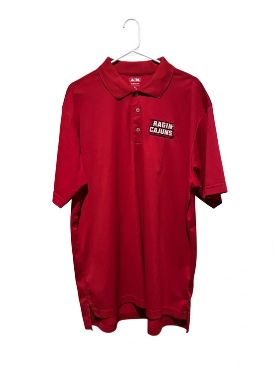 adidas Men's Red Ragin' Cajuns Short Sleeve Polo