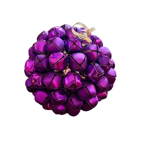 Purple Jingle Bell Christmas Ornament Metallic Festive Holiday Decoration 3 Inch