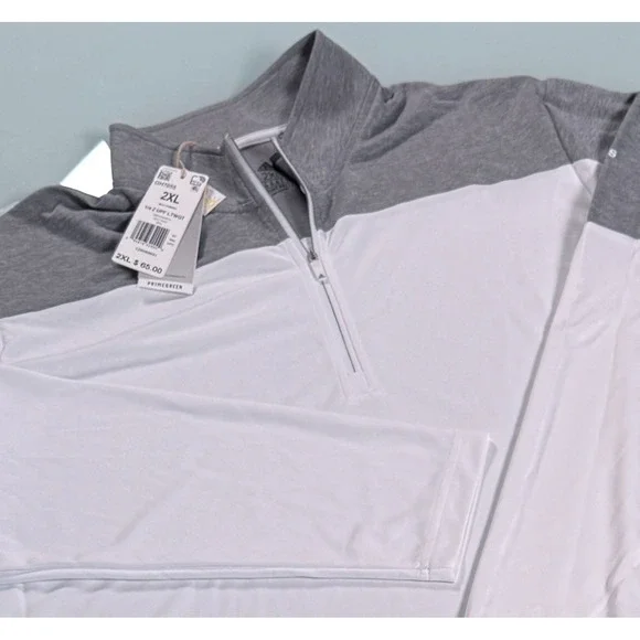 NWT Adidas Prime Green White/Gray 100% Polyester Mens 1/4 Zip Pullover -2XL