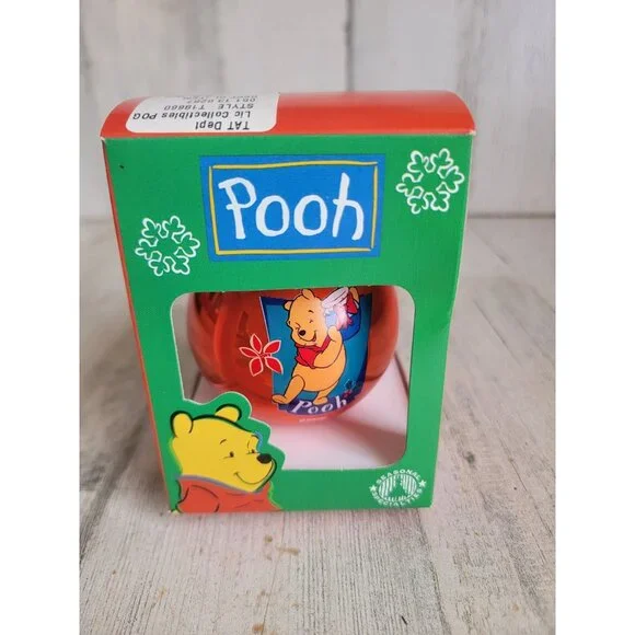 Vintage Winnie the Pooh‎ red ball glass ornament Xmas