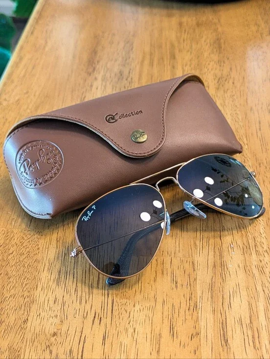 NEW Ray-Ban ITALY @Collection Polarized Aviators Gold Frame RB3025 + Case