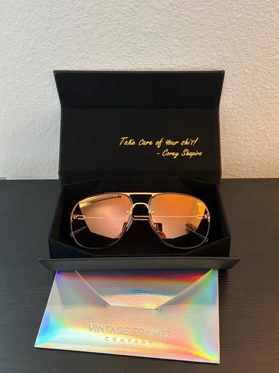 New in Box Unisex Gold Aviator Sunglasses from Vintage Frames Company