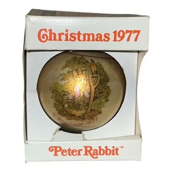 Schmid 1977 Peter Rabbit 1st Limited Edition Beatrix Potter Glass Ornament w Box