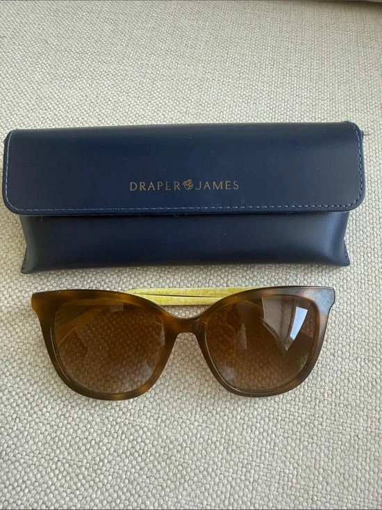 Draper James Tortoiseshell Cat-Eye Sunglasses with Navy Case