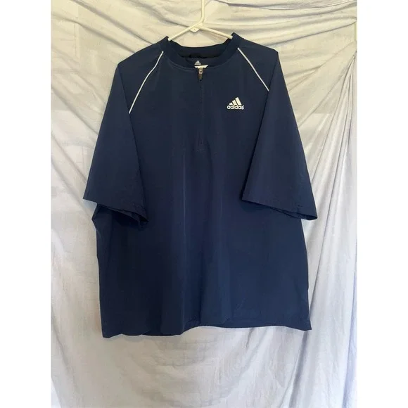 Adidas Men's Navy Blue Short Sleeve Quarter Zip Golf Pullover  XL(UK)