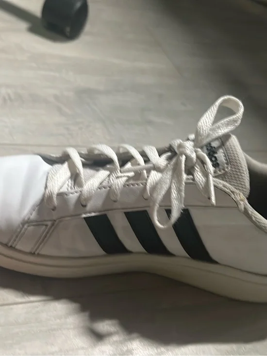 adidas White Sneakers with Black Stripes