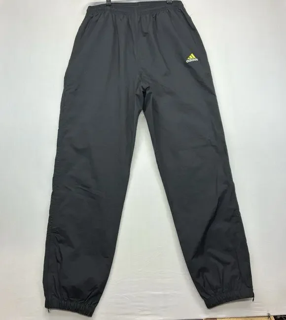 Vintage Adidas Track Pants Men’s M Black Nylon Lined Zip Ankle Windbreaker