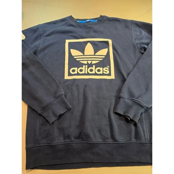 Adidas Originals Mens Navy Blue Trefoil Box Logo Sweatshirt 03 Graphic M30257 S