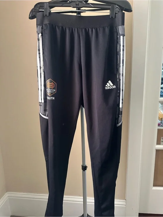 adidas Black Joggers with White Stripe Details and Team Badge
