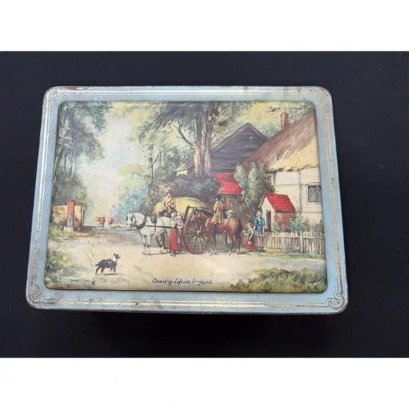Vintage MILADY Toffee Tin Waller‎ & Hartley Ltd MADE in ENGLAND Hinged Lid 9.5x7