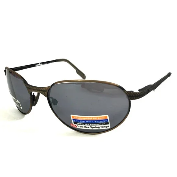 Foster Grant Sunglasses IRONMAN TL5-881 Gunmetal Gold Oval Frames w/ Gray Lenses