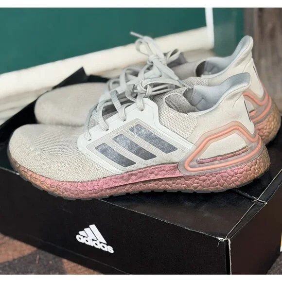 Size 11 - Adidas Ultraboost 20 Metal Grey Signal Coral