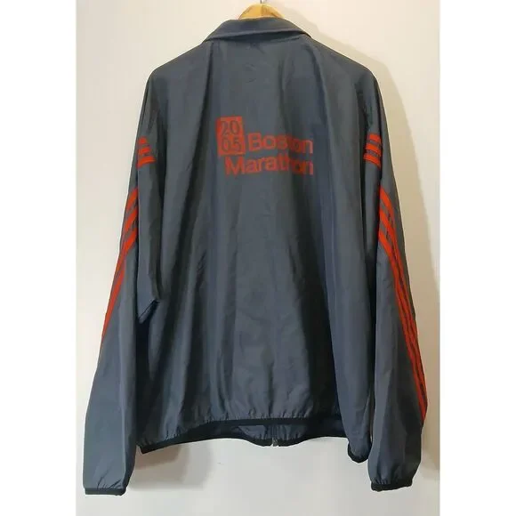 Adidas Boston marathon vintage mens 2xl windbreaker running jacket gray red