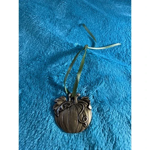 Longaberger Pewter Pumpkin Ornament Fall Autumn Harvest Bronze Made in USA