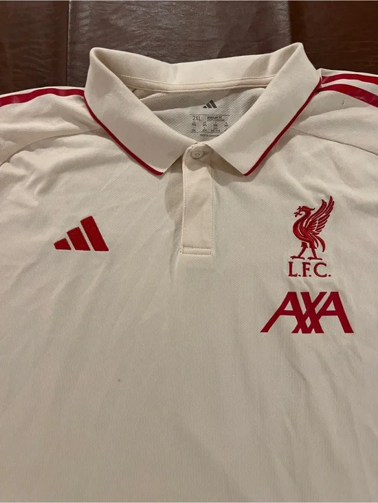 Adidas Liverpool FC Tiro 25 Competition Polo Shirt Cream JV6551 Mens Size 2XL