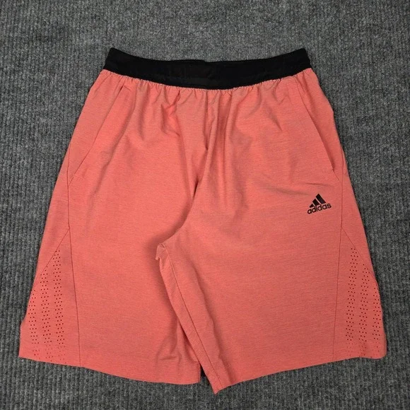 Adidas Mens Training Shorts Pink Coral Heathered Laser Cut Vent Size Medium