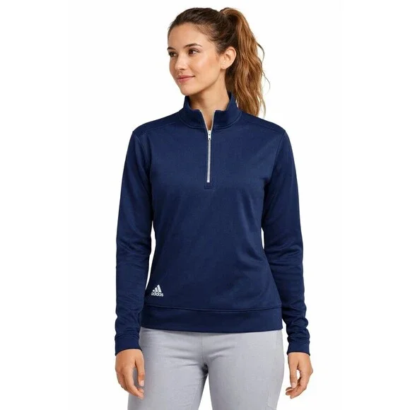 Adidas Women’s Quarter Zip Pullover Navy Blue Dri-Fit Jacket Medium NWT Athlet
