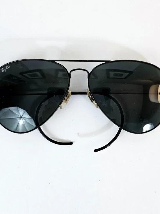 Circa 1980s Vintage B&L Ray-Ban G-15 Black Shooting Aviator Polarized Sunglasses