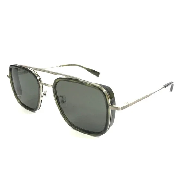 Gigi Studios Sunglasses SIFNOS 6854/7 Silver Green Aviator Frame w/ Green Lenses