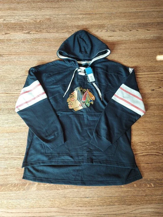 🆕️brand New Adidas Chicago Blackhawks Jersey Lace Up Hoodie