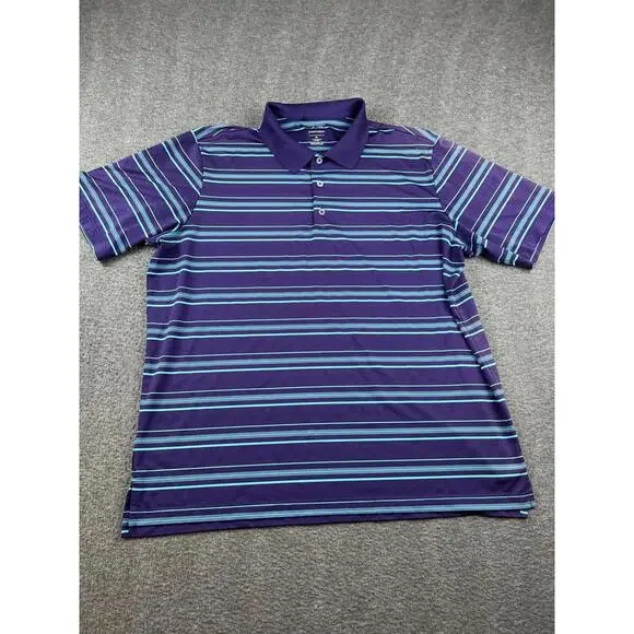 Adidas Mens Purple Striped Polo Shirt Size‎ XL