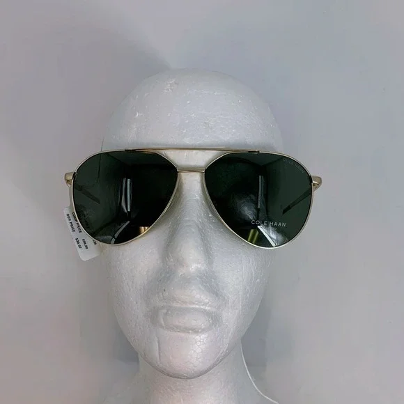 Cole‎ Haan Sunglasses Gold Aviator Style Green Lens MSRP $98.00