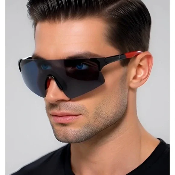 Sport Sunglasses Mens Lightweight Dark Black Lens Cover Face Outdoor Driving New