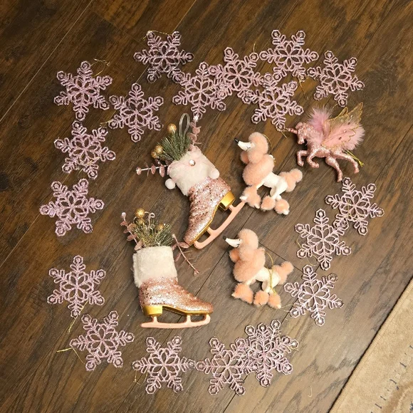 Pink Ice Skates with Unicorn and Poodle Set
