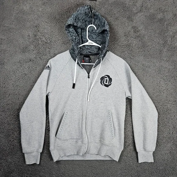 Adidas Derrick Rose Chisel Full Zip Hoodie Mens Gray Basketball Sweatshirt Small