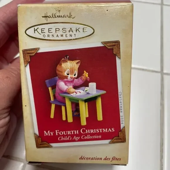 Vintage Hallmark Keepsake Fourth Christmas Ornament Cat School Desk 2004