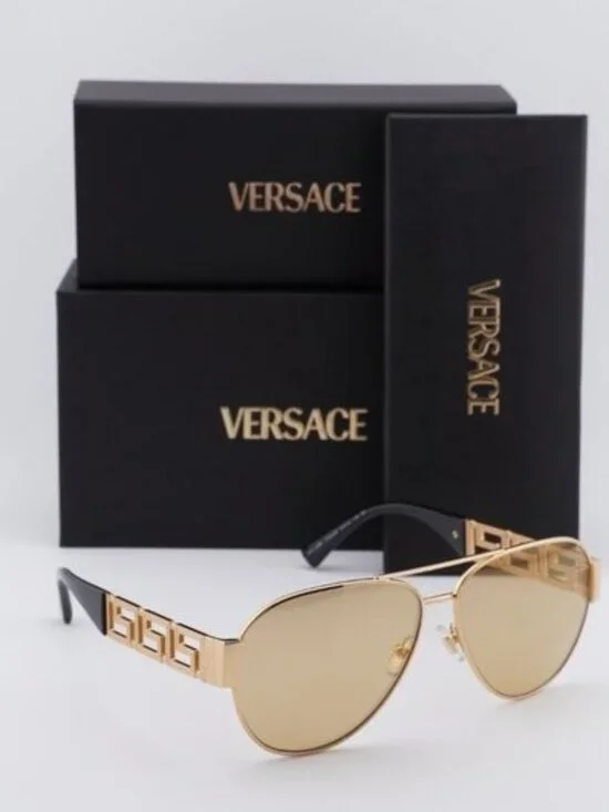 Versace VE2289 1002D8 Aviator Sunglasses – Gold / Light Yellow Mirror
