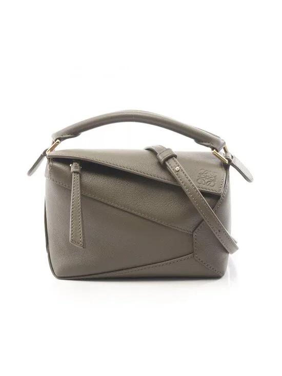 Loewe Handbag Puzzle Edge Mini 2-Way Dark Khaki Leather