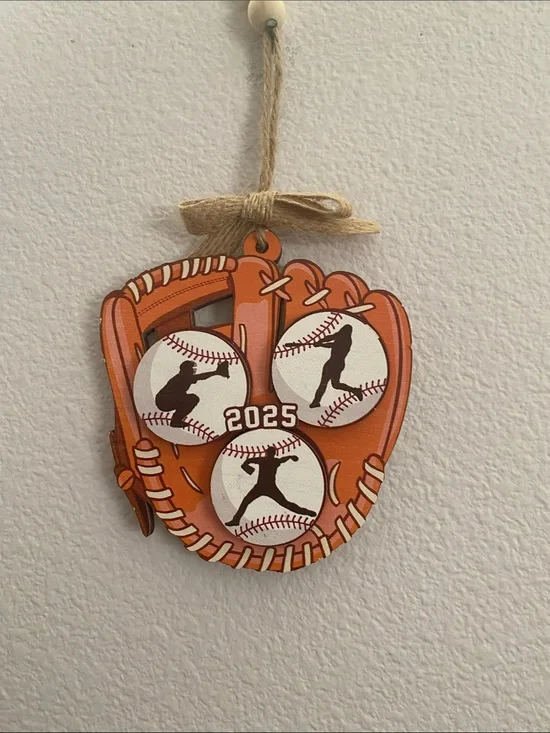 2025 Orange Baseball Glove Ornament - Home Holiday Ornament