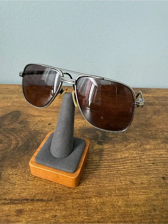 Vintage Gunmetal Navigator Eyeglass Frames 53-18 Double Bridge Metal Optical