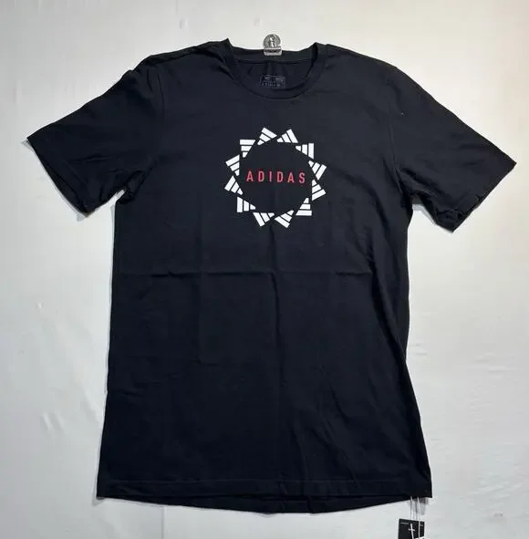 Adidas Graphic T Shirt Mens MT Black Red Logo Athletic Casual Tee