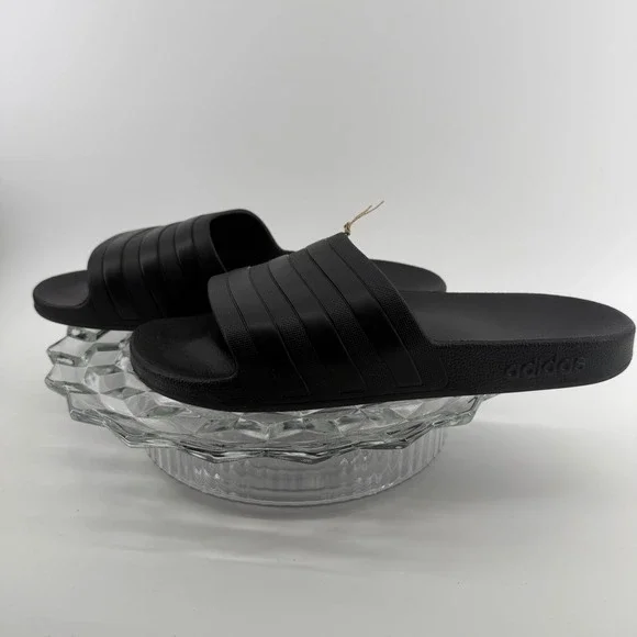 adidas Adilette Aqua Slides‎ Core Black Mens 13 Womens 14 F35550 Sandals NEW