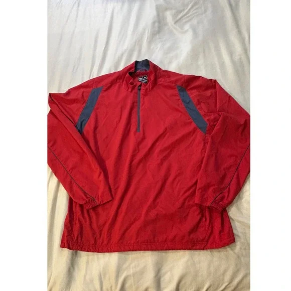 Adidas Golf Pullover Jacket Mens‎ XL Red Quarter Zip Long Sleeve Performance