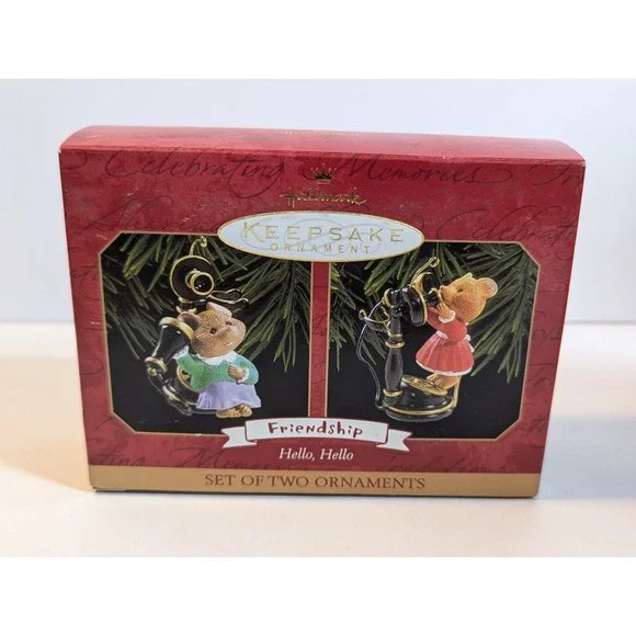 Hallmark Ornament Christmas Friendship Hello Hello 1999 Holiday Set of 2