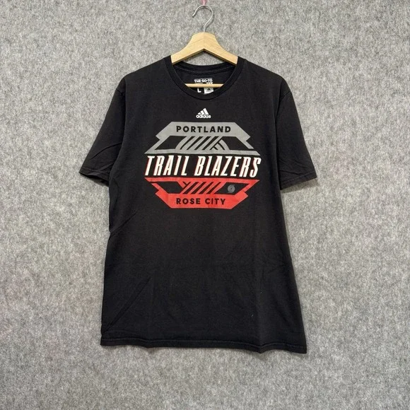 Adidas Portland Trail‎ Blazers Rose City T-Shirt Men's Size Large Black NBA