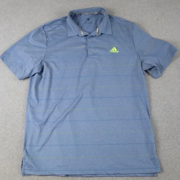 Adidas Polo Shirt Mens Large Blue Striped Short Sleeve Bella Vista‎ Golf Course