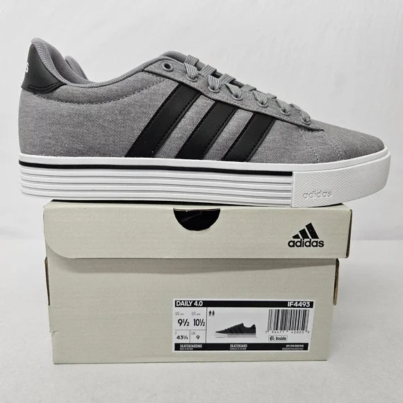 Adidas Daily 4.0 Athletic Shoes IF4493 Grey Black‎ White Men's Size 9.5