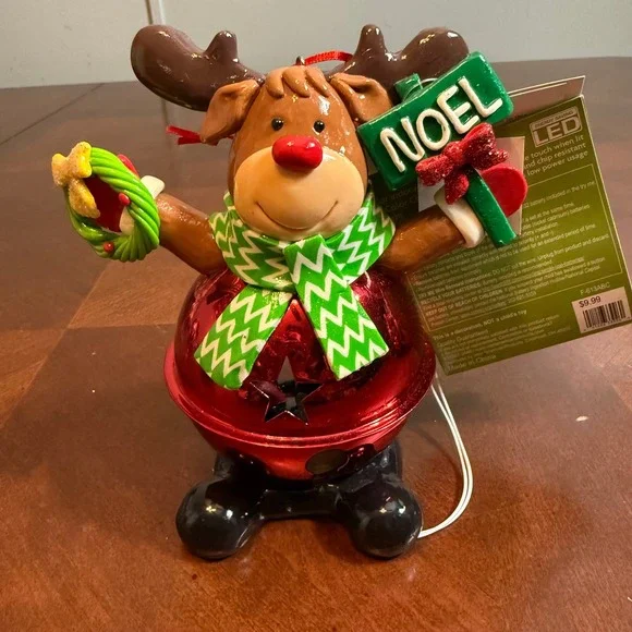 Holiday Home Animated LED Reindeer Christmas Figurine‎ Noel Bell Light Up