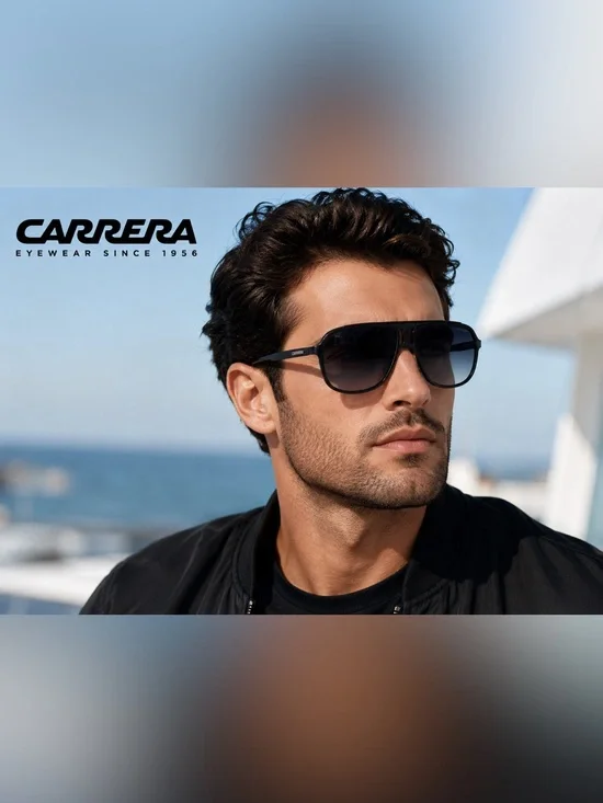 Carrera Men's Black Sunglasses with Gradient Smoke Lenses