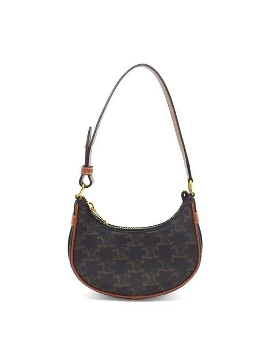 Celine Handbag Mini Ava Tan Triomphe Canvas Calfskin Gold