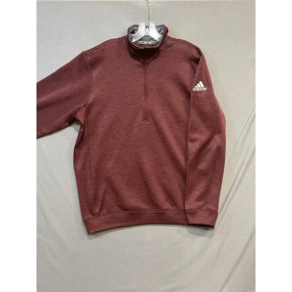 Adidas Team‎ Issue 1/2 Zip Fleece Mens Large Burgundy Golf Pullover High Neck