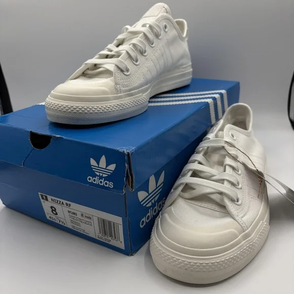 Adidas Nizza RF Shoes Mens Size 8 White Canvas Originals Low Top Sneaker NEW‎
