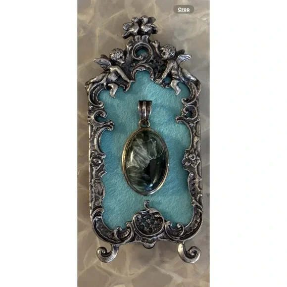 Vtg Handmade Mounted Pendant Framed Wall Hanger Cherub Decor