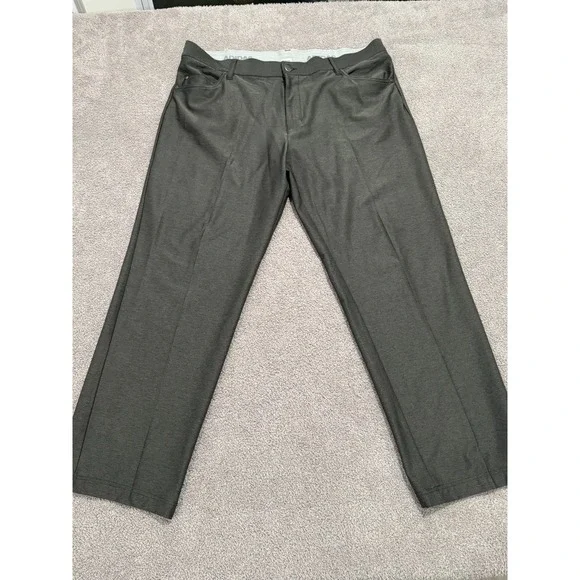Adidas Golf Pants Men's 36x30 Gray Stretch Trousers Activewear Casual Flat Front