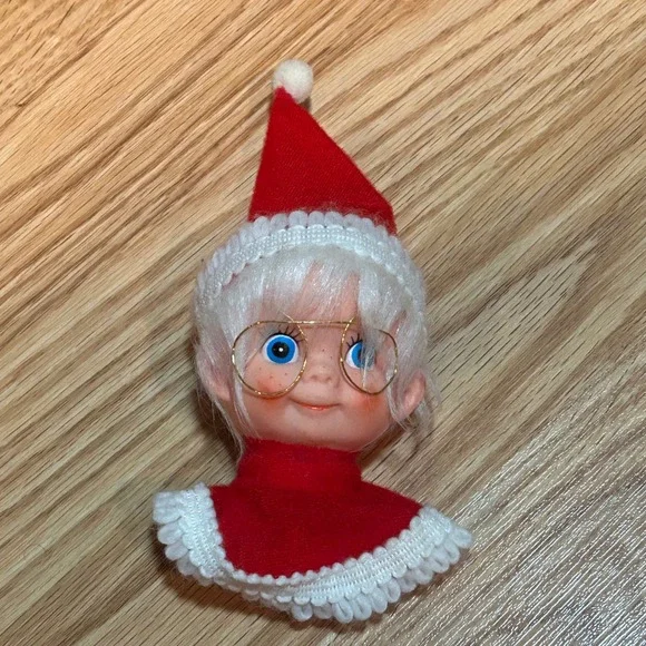 Vintage Mrs.‎ Claus Head Christmas Ornament Kitschy Holiday Decoration