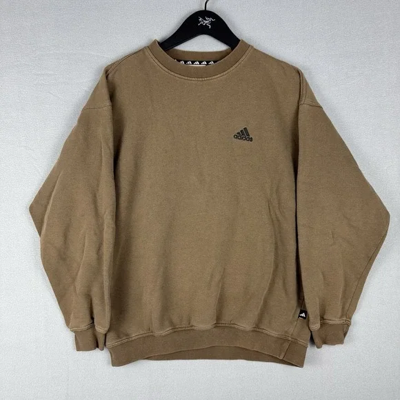 Vintage Adidas Logo Brown Crewneck Sweatshirt Mens Size Large 90s Casual Retro